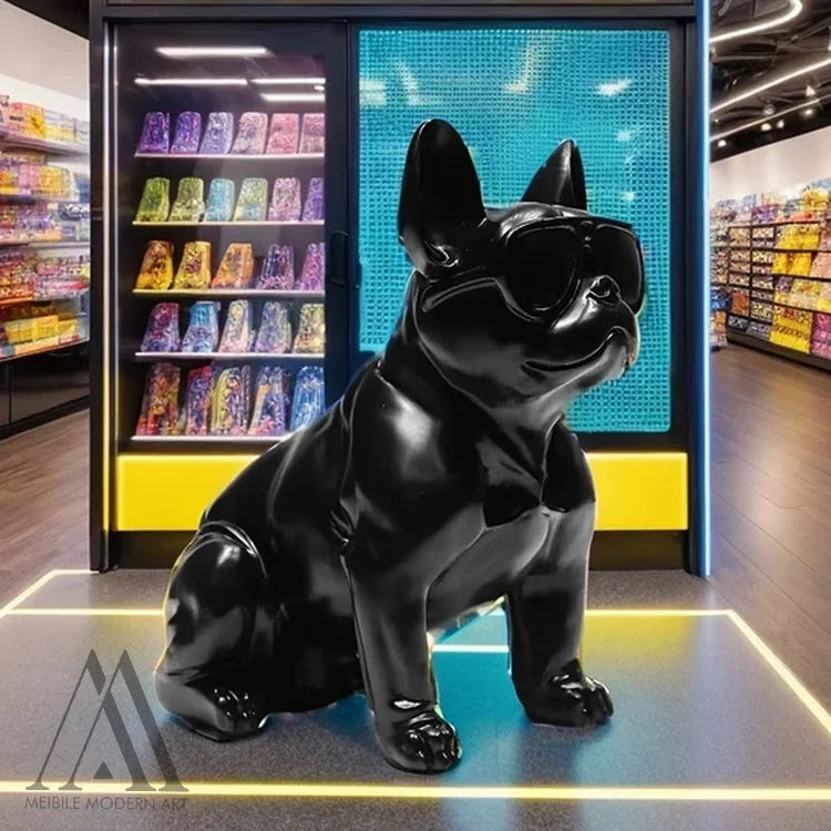 French Bulldog Sculpture With Sunglasses in Fiberglass