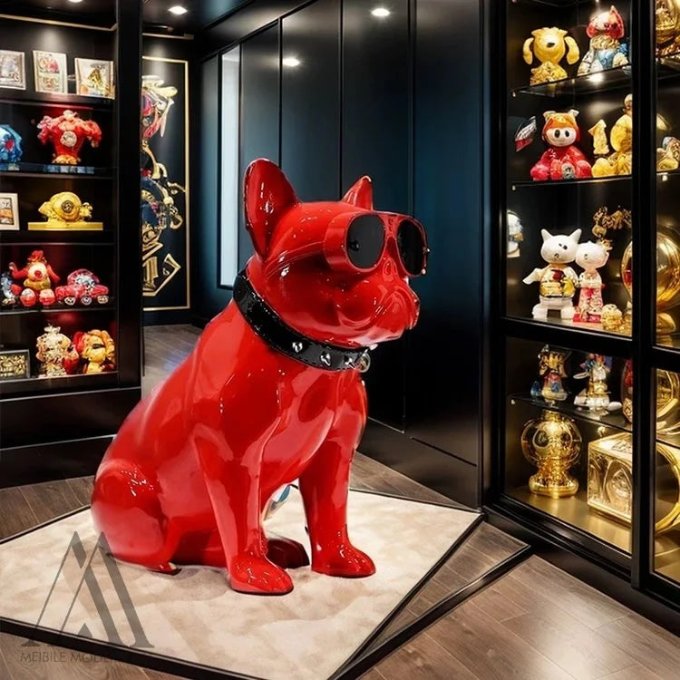 French Bulldog Sculpture With Sunglasses in Fiberglass