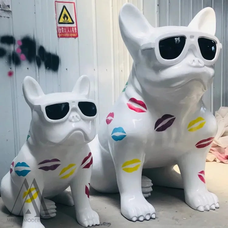 French Bulldog Sculpture With Sunglasses in Fiberglass