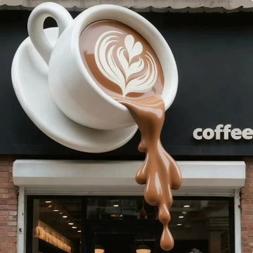 Giant Coffee Cup Wall Sculpture – Resin Fiberglass Mug for Coffee Shop Interiors
