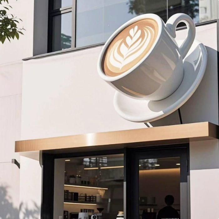 Giant Coffee Cup Wall Sculpture – Resin Fiberglass Mug for Coffee Shop Interiors