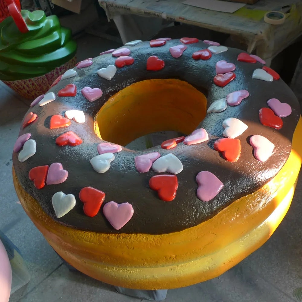Glossy Fiberglass Donut Sculpture for Playgrounds and Playrooms-OVERSCALE ART