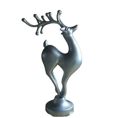 Silver Reindeer Fiberglass Floor Sculpture