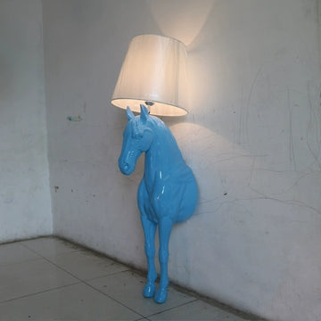 Half Body Horse Sculptural Floor LED Lamp in FRP
