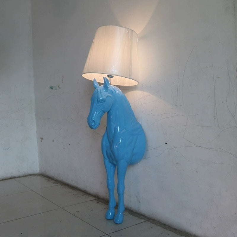 Half Body Horse Sculptural Floor LED Lamp in FRP