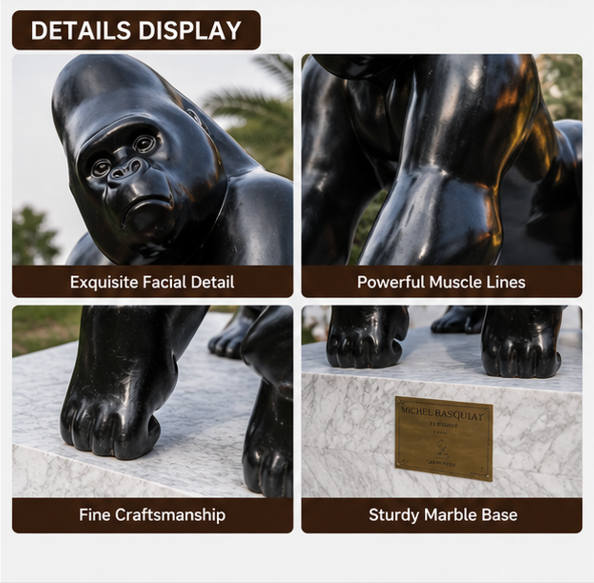 Hand Cast Life Size Bronze Gorilla Statue Large Figure