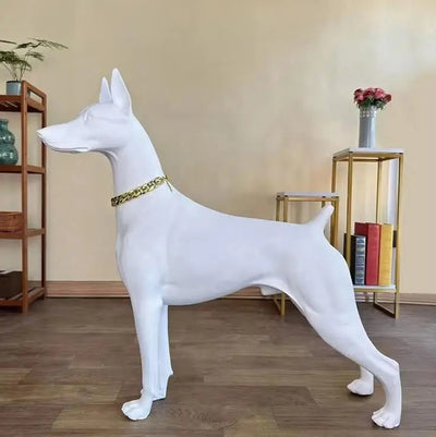 Hand Drawn Doberman Inu Resin Sculpture Dog Statue