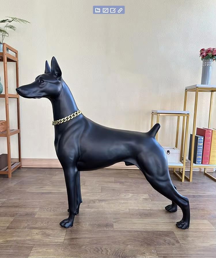 Hand Drawn Doberman Inu Resin Sculpture Dog Statue