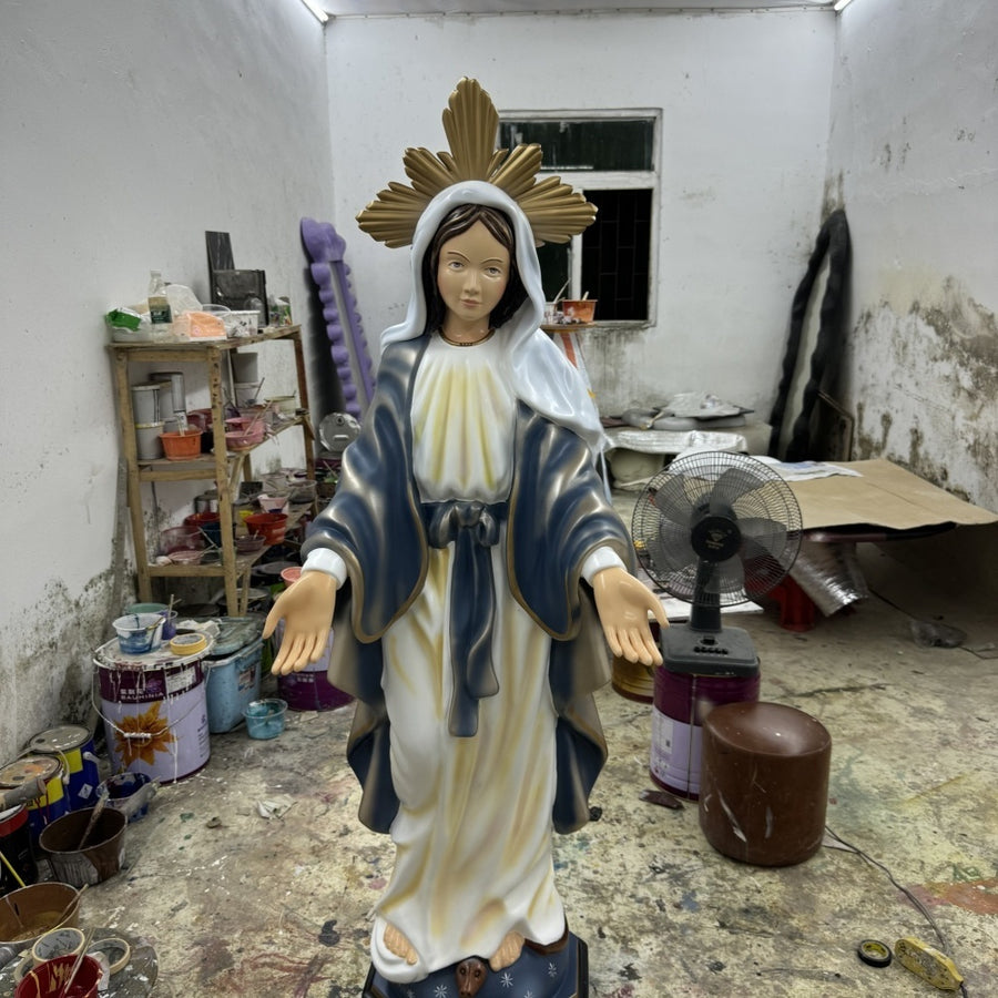 Handcrafted Virgin Mary FRP Statue Sacred Religious Sculpture