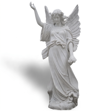 Natural Stone Marble Angel Statue with Winged Form-Garden Sculpture-OVERSCALE ART