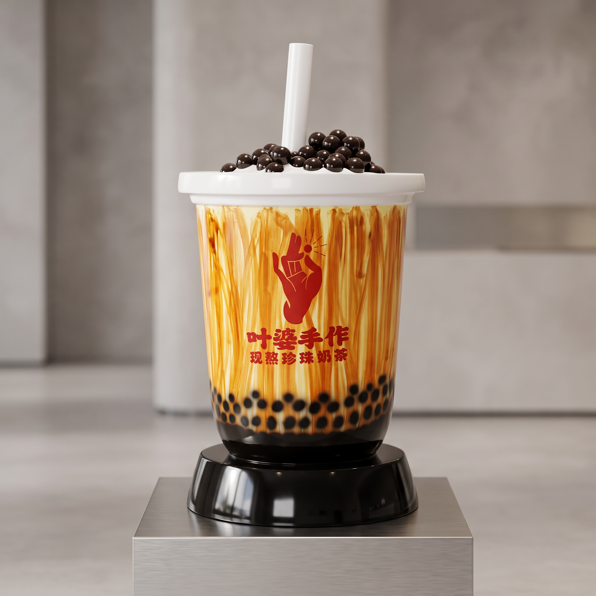 Modern Resin Bubble Tea Statue Large Outdoor Fiberglass Boba Cup