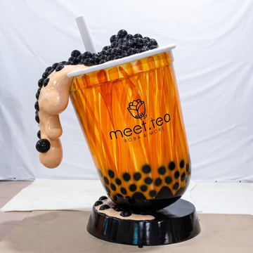 Modern Resin Bubble Tea Statue Large Outdoor Fiberglass Boba Cup