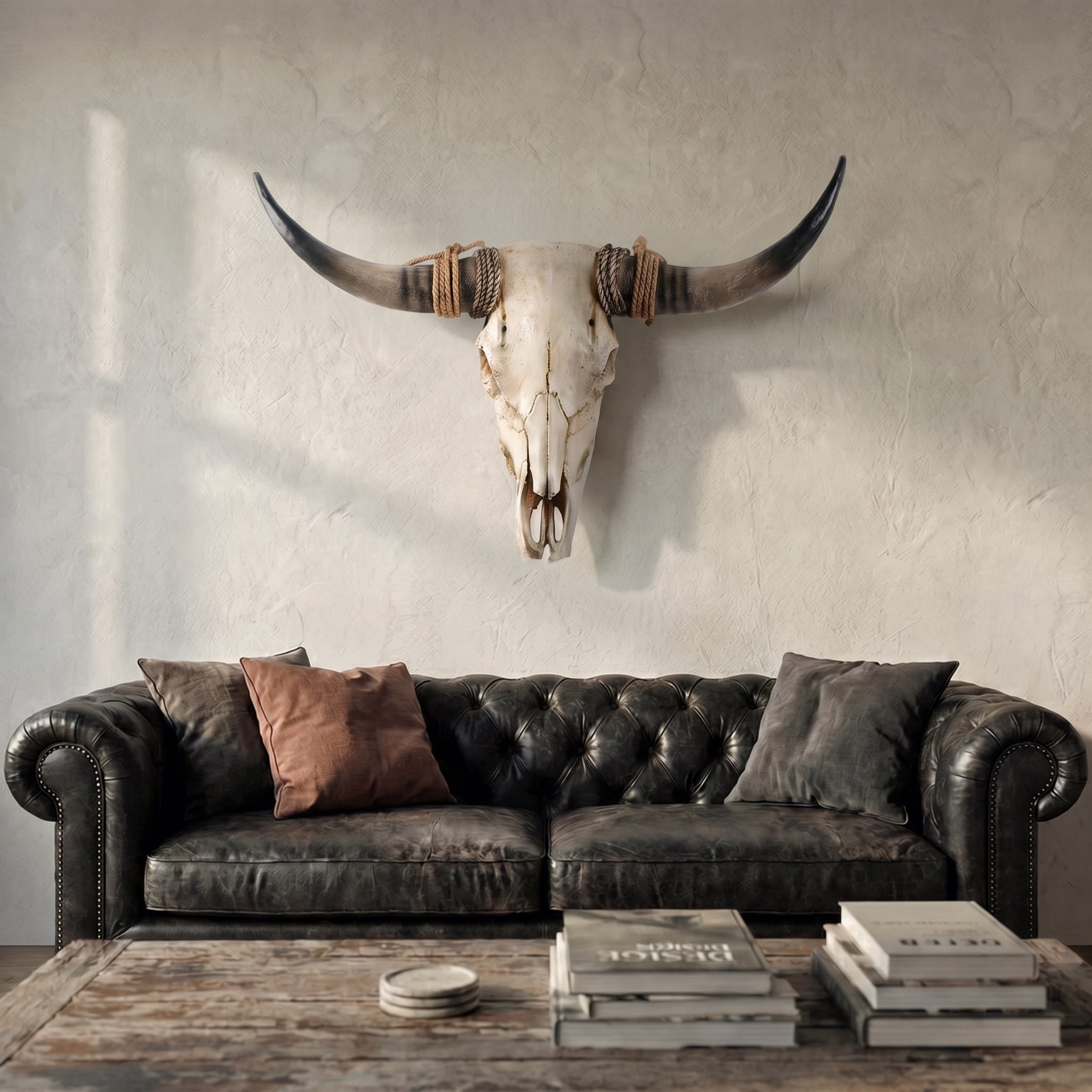 Longhorn Cow Skull Wall Sculpture in Handmade Resin