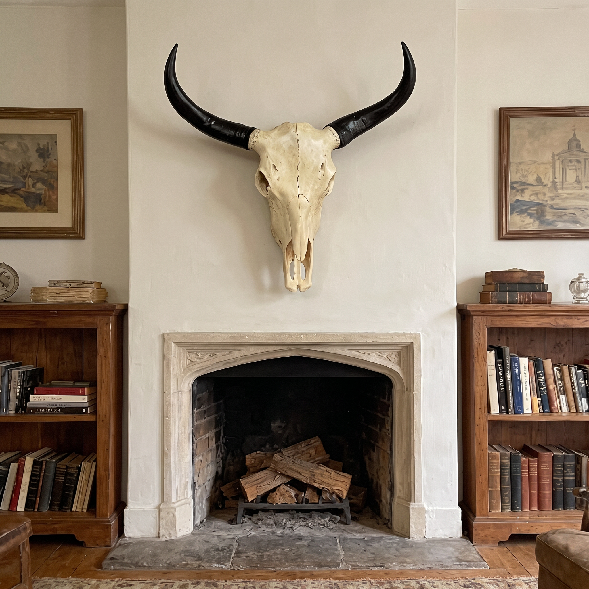 Long Horn Cow Skull Wall Sculpture Faux Bull Horns