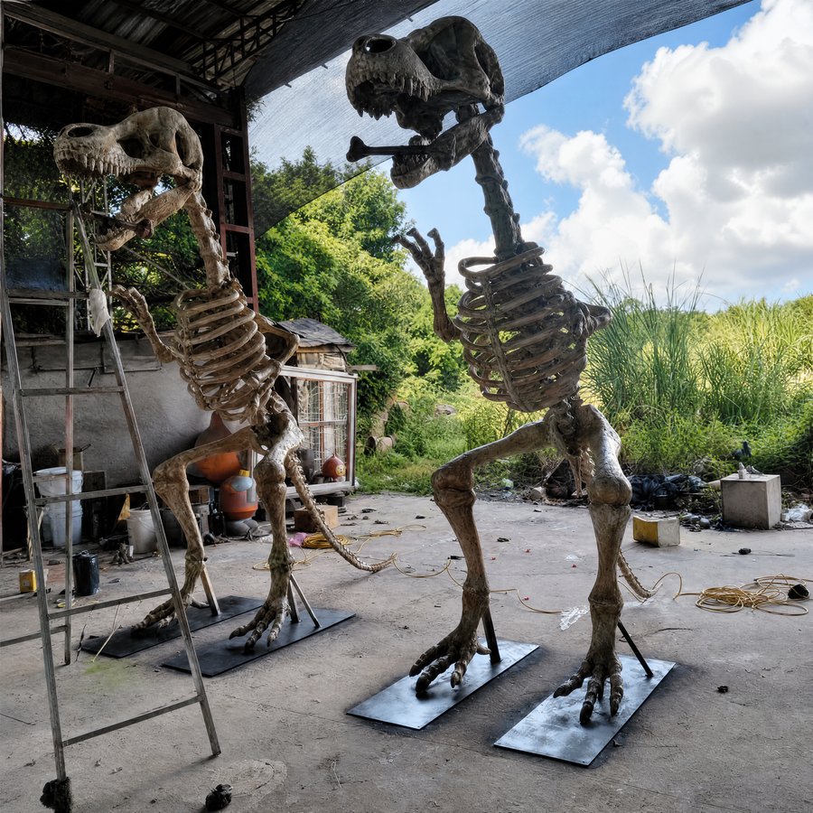 Giant Fiberglass Dino Fossil Skeleton Outdoor Halloween Decor