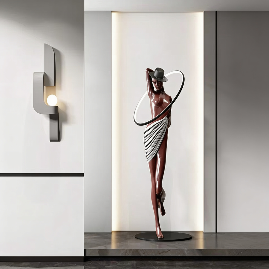 Creative Art Girl Figure Abstract Floor LED Sculptural Lamp