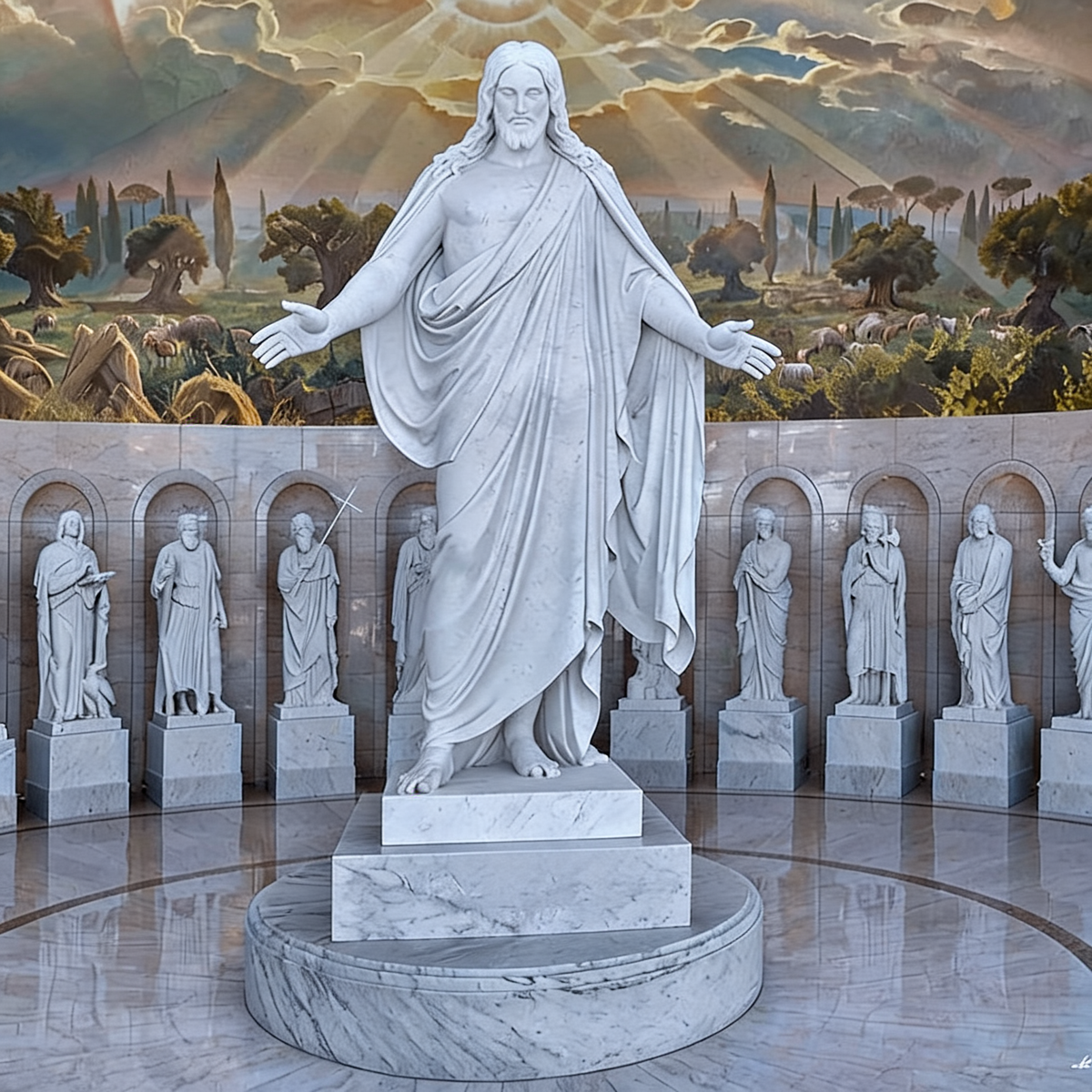 Life Size White Marble Jesus Christ Statue Redeemer Sculpture-OVERSCALE ART