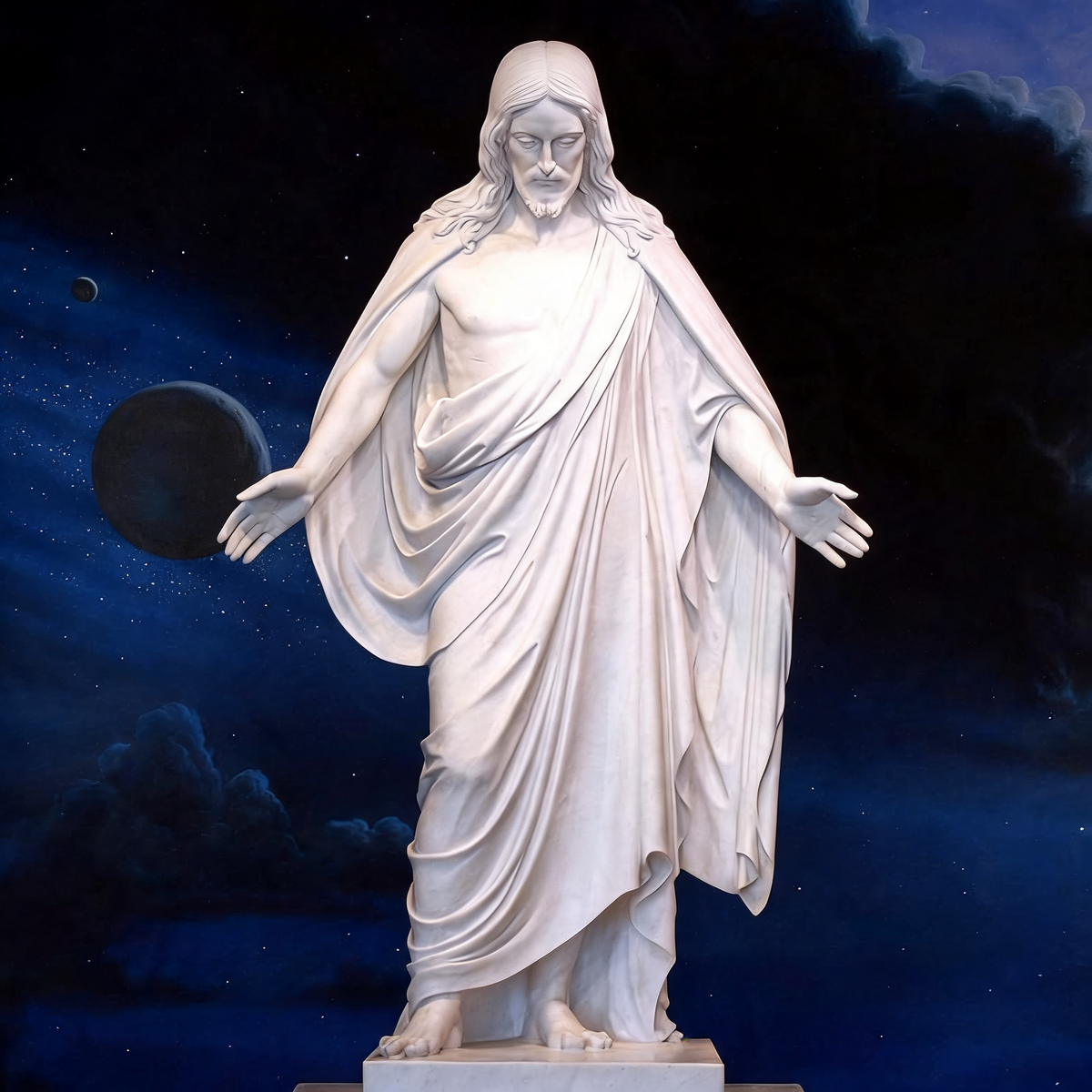 Life Size White Marble Jesus Christ Statue Redeemer Sculpture-OVERSCALE ART