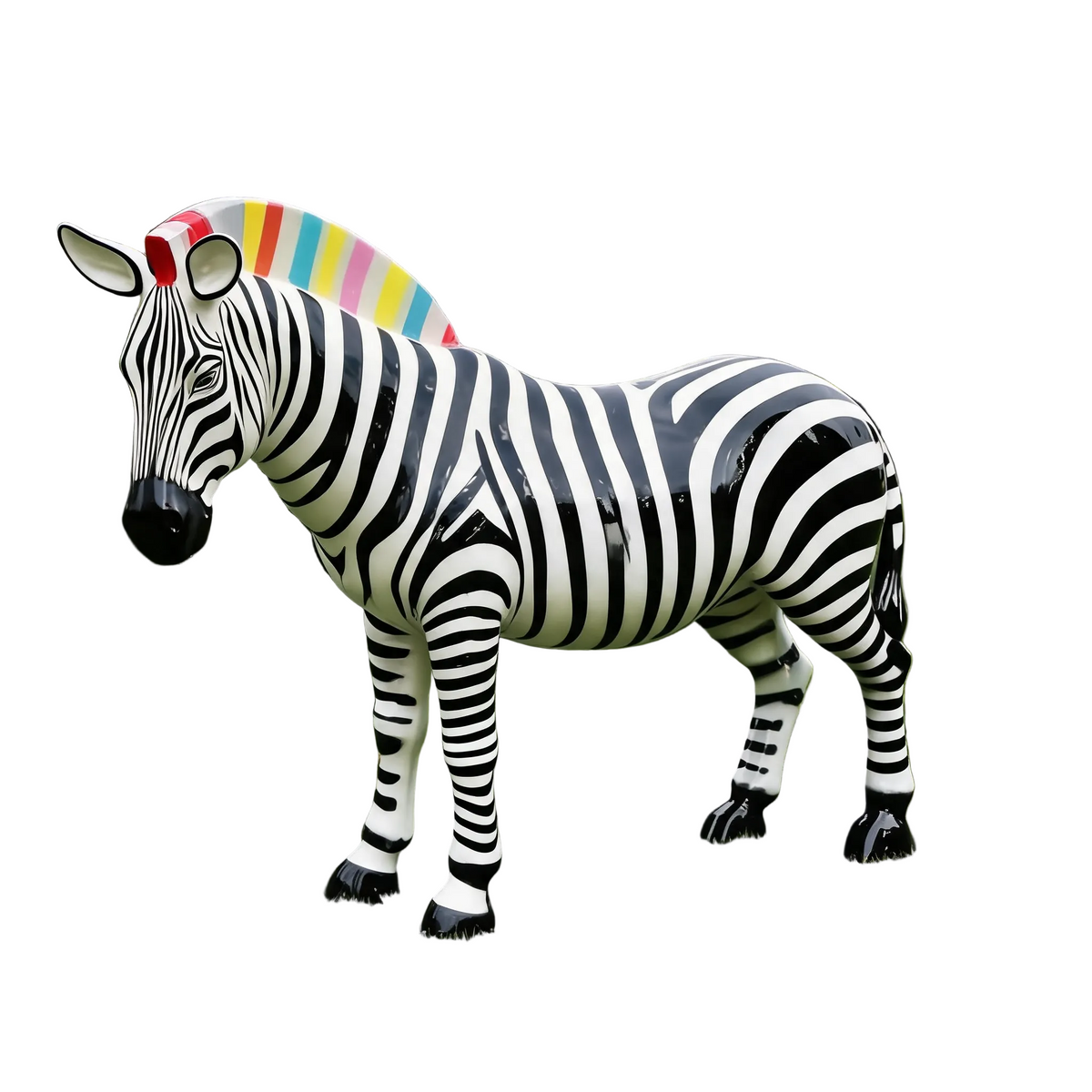 Colorful Fiberglass Zebra Garden Sculpture