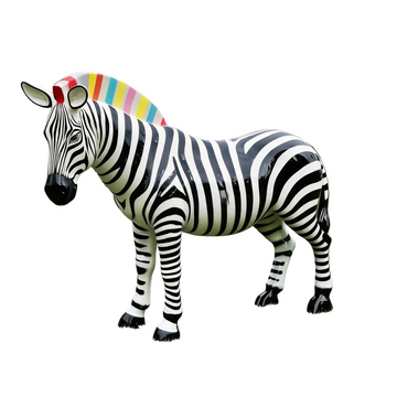 Colorful Fiberglass Zebra Garden Sculpture