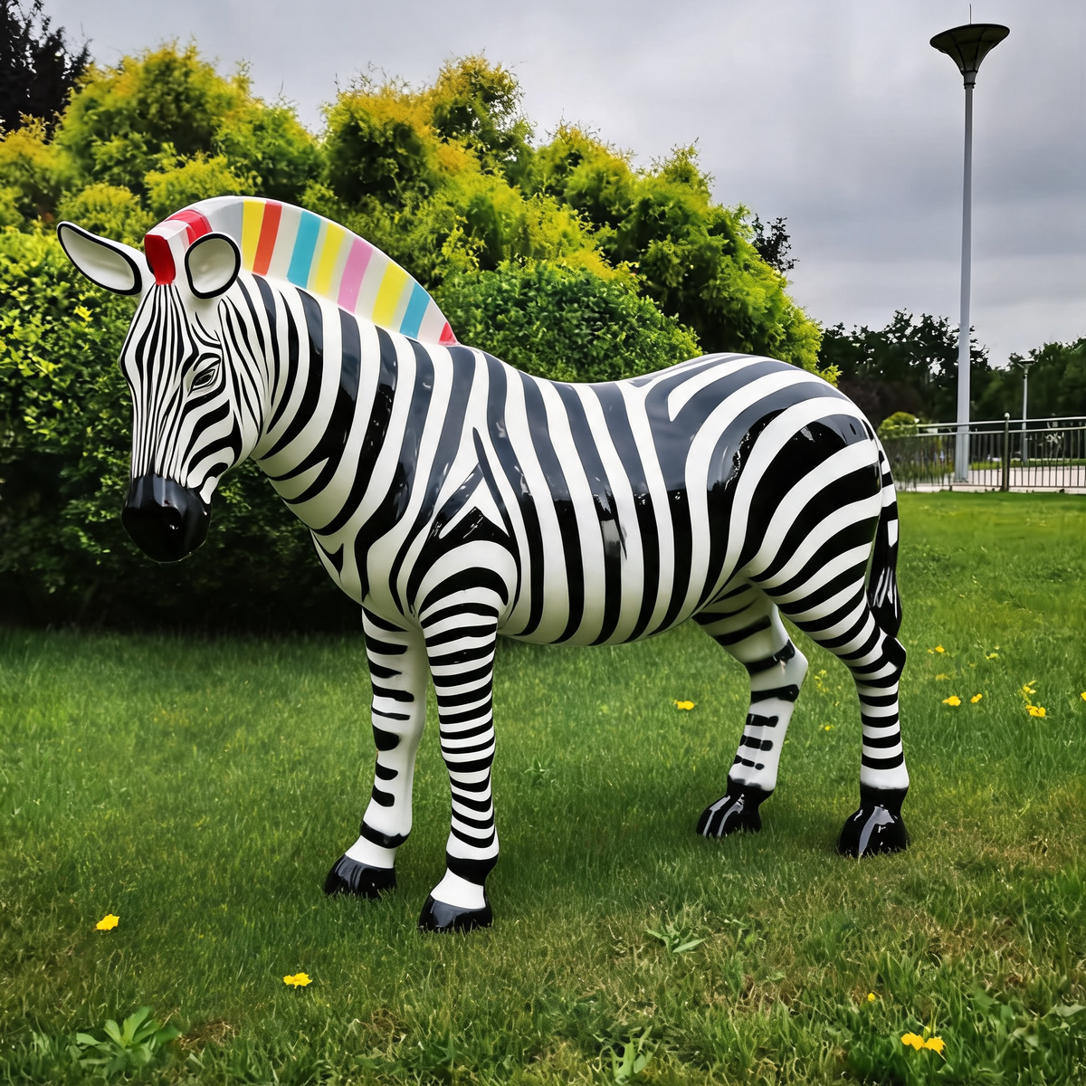 Large Colorful Zebra Garden Sculptures in Fiberglass Resin-OVERSCALE ART