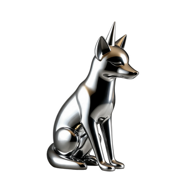 Silver Fiberglass Fox Floor Sculpture