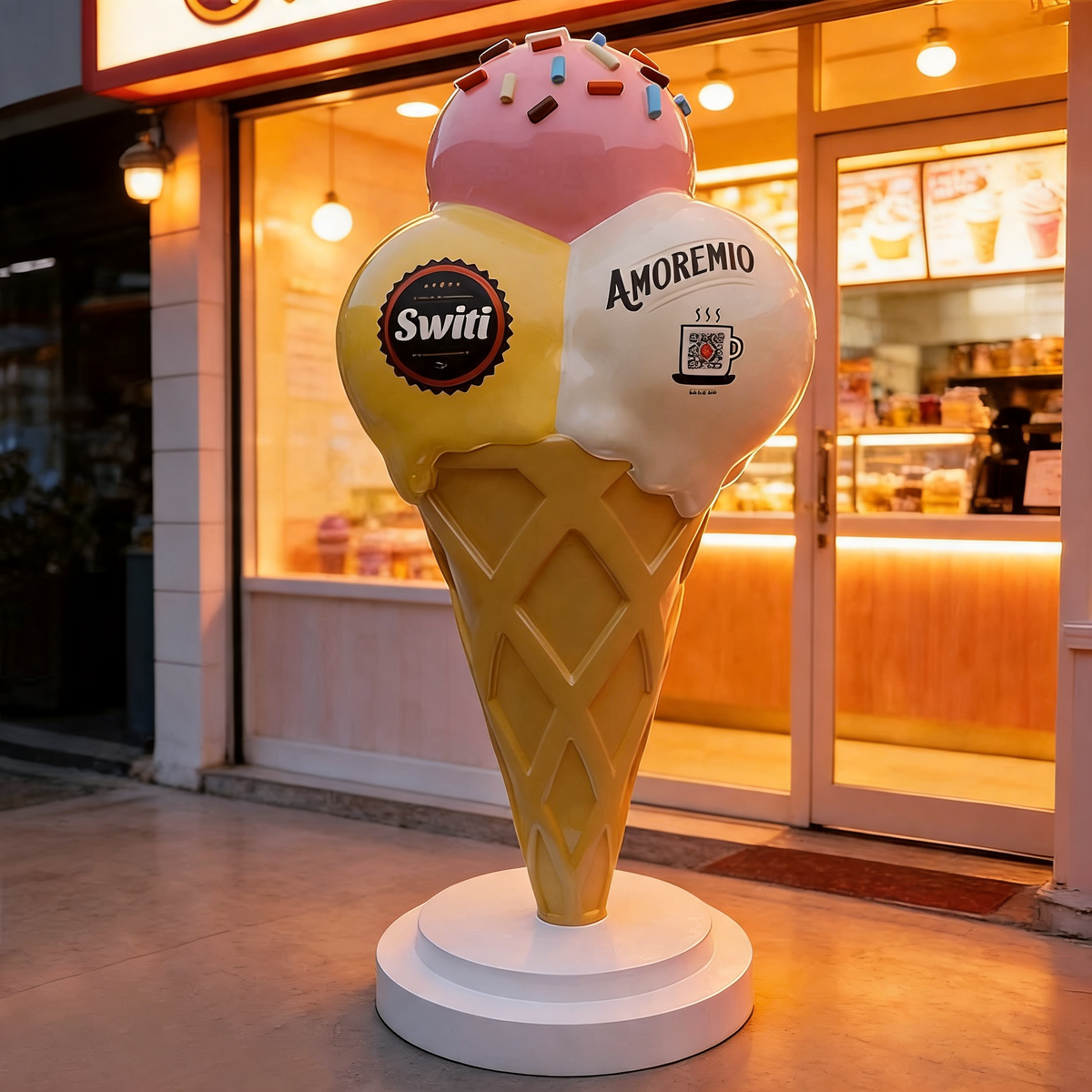 Large Fiberglass Ice Cream Cone Sculpture Outdoor Storefront Decor-OVERSCALE ART