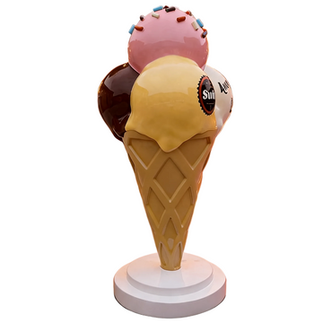 Large Fiberglass Ice Cream Cone Floor Sculpture