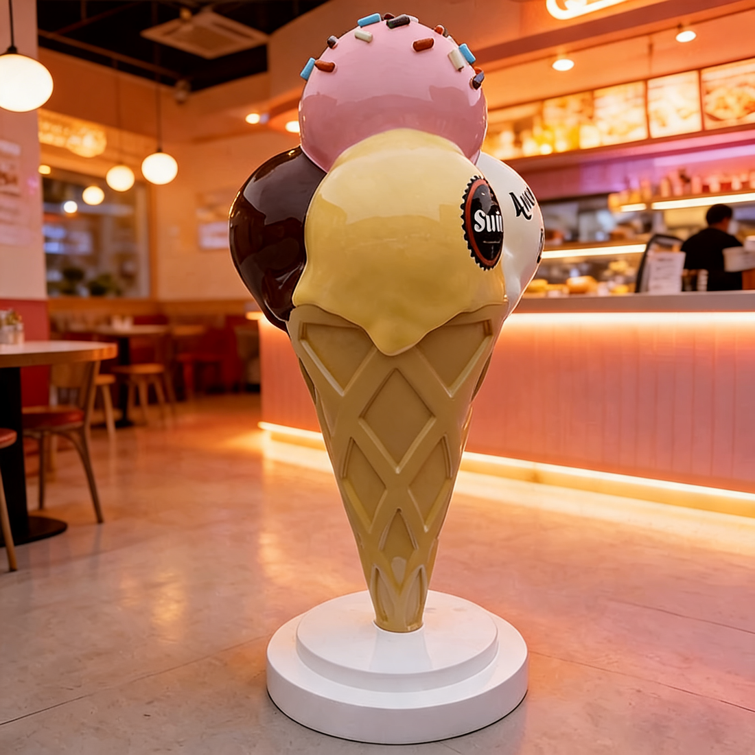 Large Fiberglass Ice Cream Cone Sculpture Outdoor Storefront Decor-OVERSCALE ART