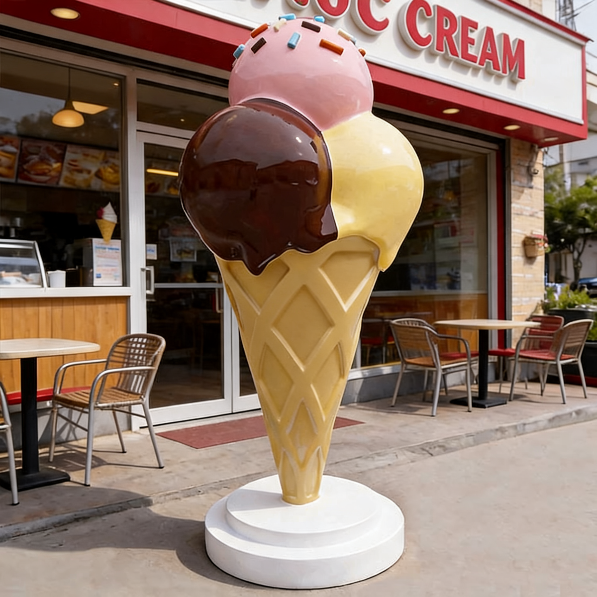 Large Fiberglass Ice Cream Cone Sculpture Outdoor Storefront Decor-OVERSCALE ART