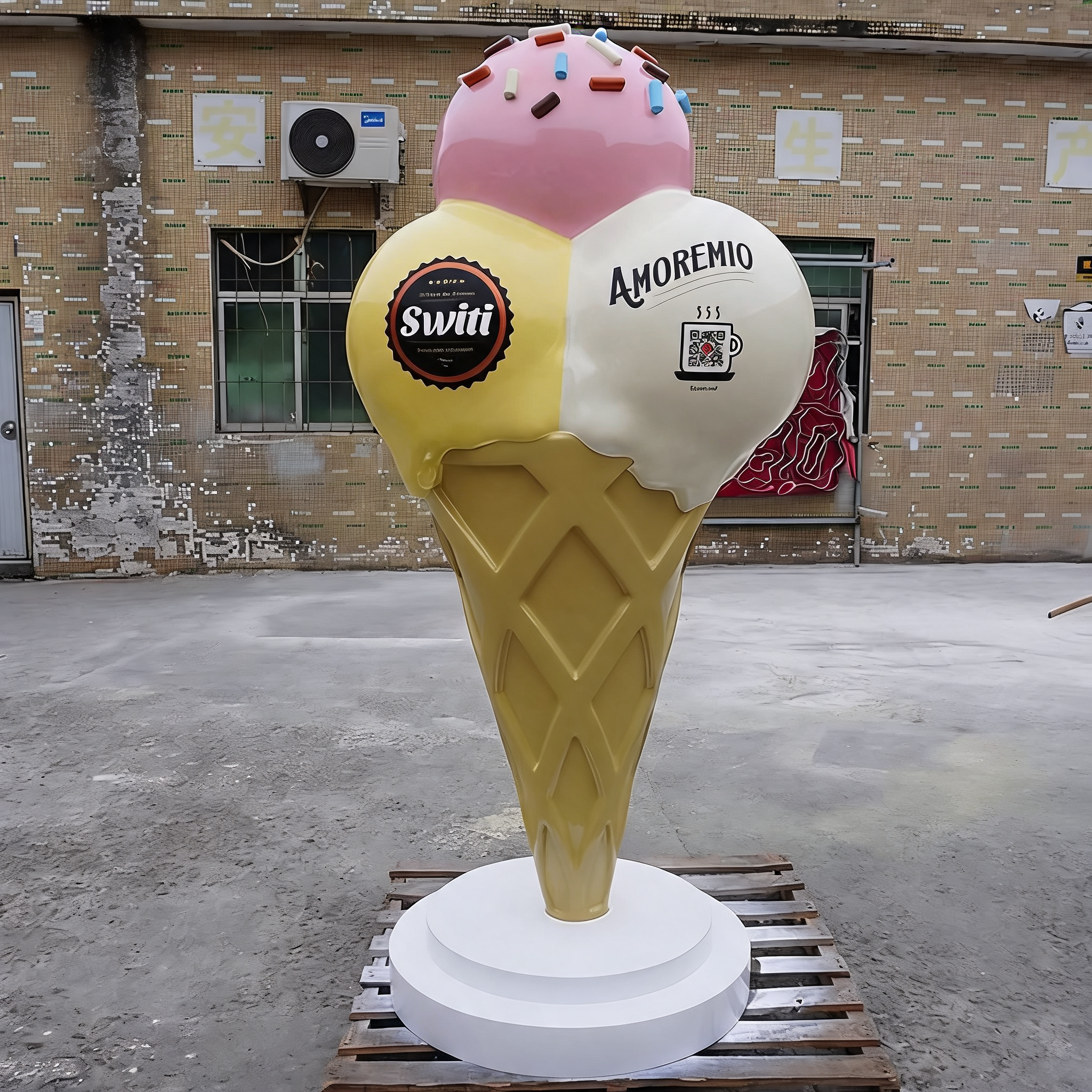 Large Fiberglass Ice Cream Cone Sculpture Outdoor Storefront Decor-OVERSCALE ART