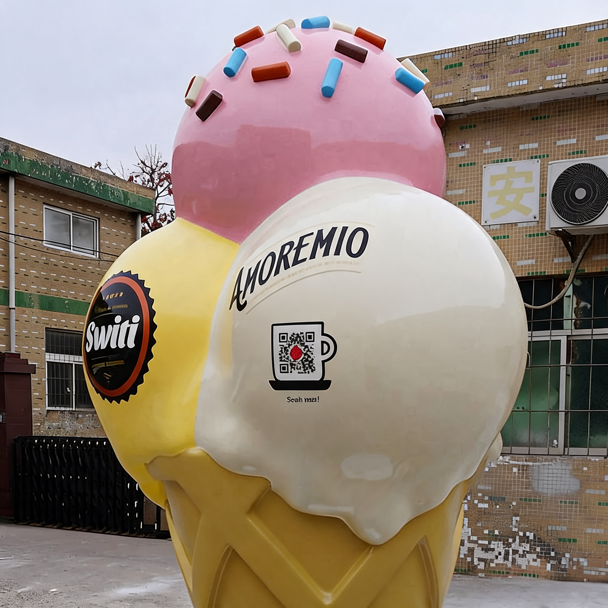Large Fiberglass Ice Cream Cone Sculpture Outdoor Storefront Decor-OVERSCALE ART