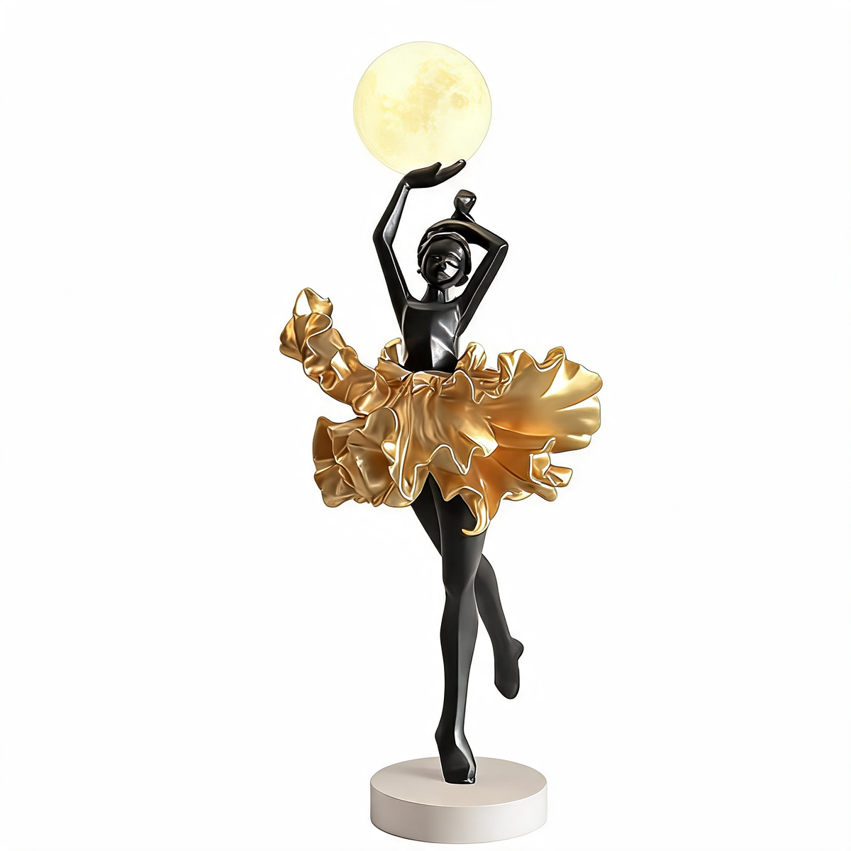 Resin Ballet Dancer Floor Sculpture with Night Light
