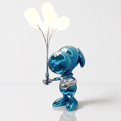 Sculptural Table Lamp in Art Deco Style with LED Lighting