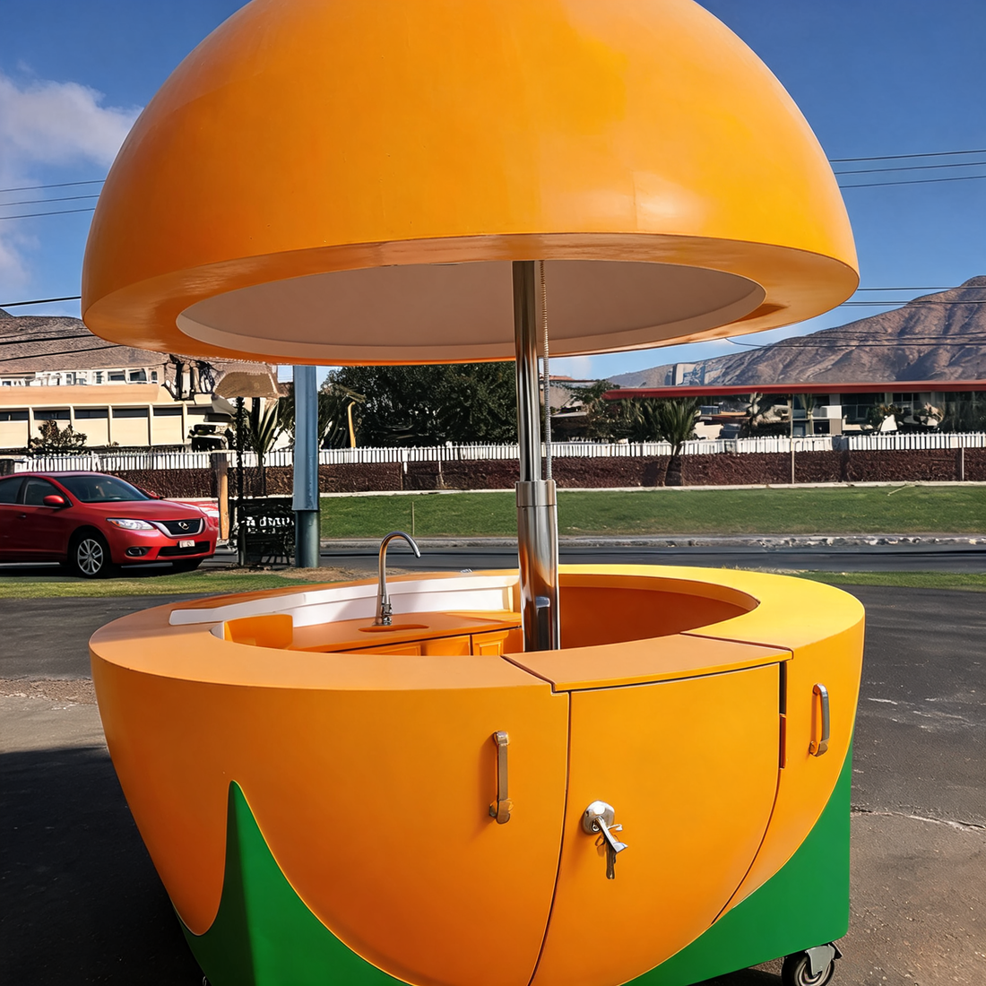 Fiberglass Orange Fruit Mobile Vendor Kiosk