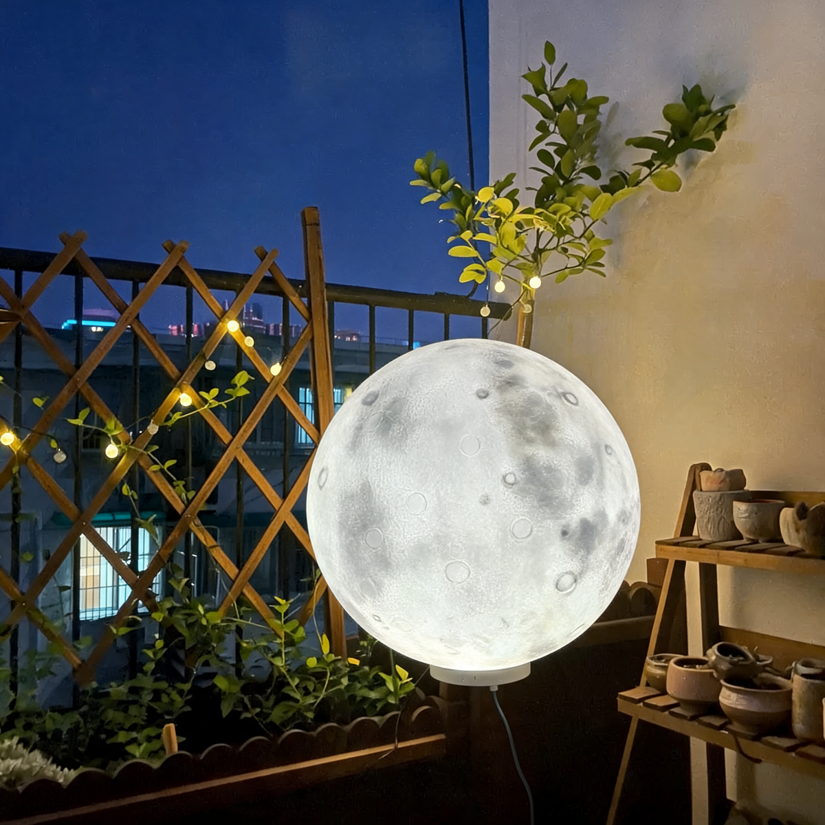 Fiberglass Moon Globe Sculptural Floor Lamp