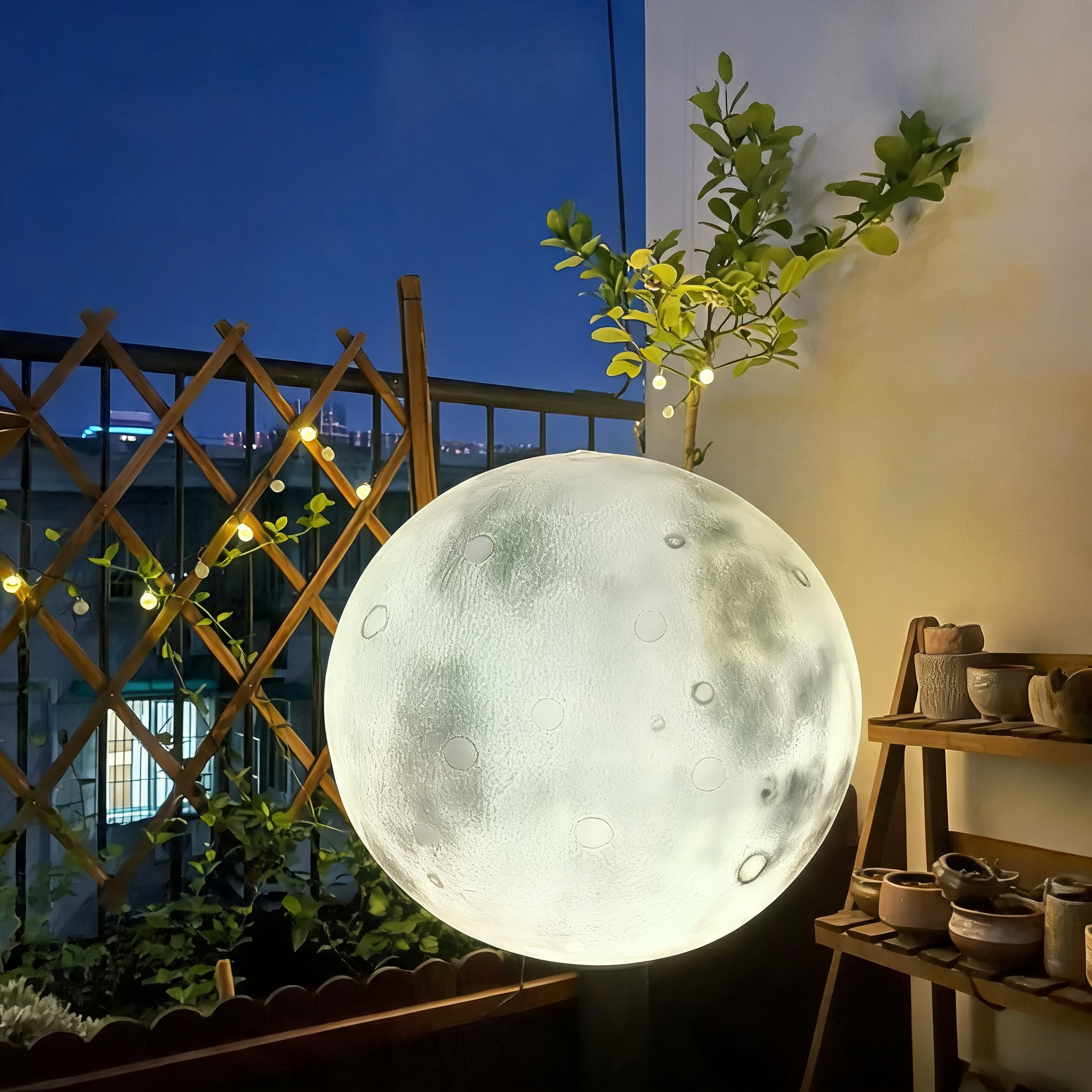 Fiberglass Moon Globe Sculptural Floor Lamp