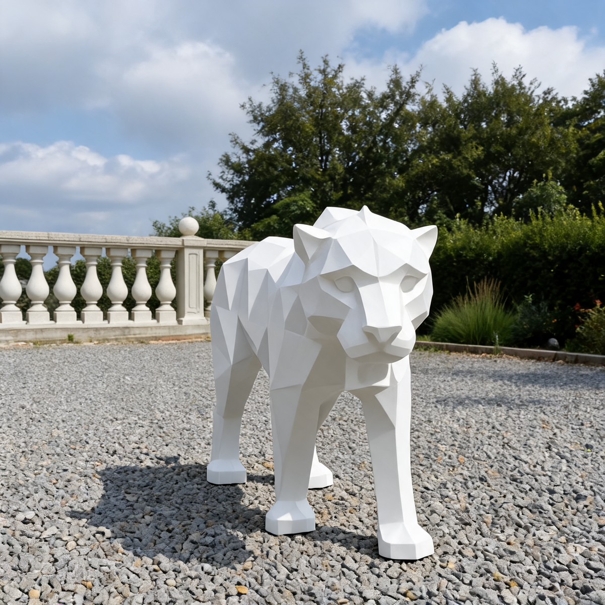 Mirror-Finish Leopard Floor Sculpture