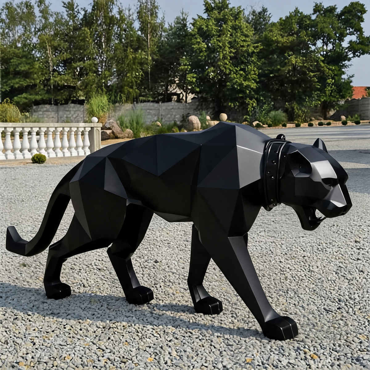Mirror-Finish Leopard Floor Sculpture