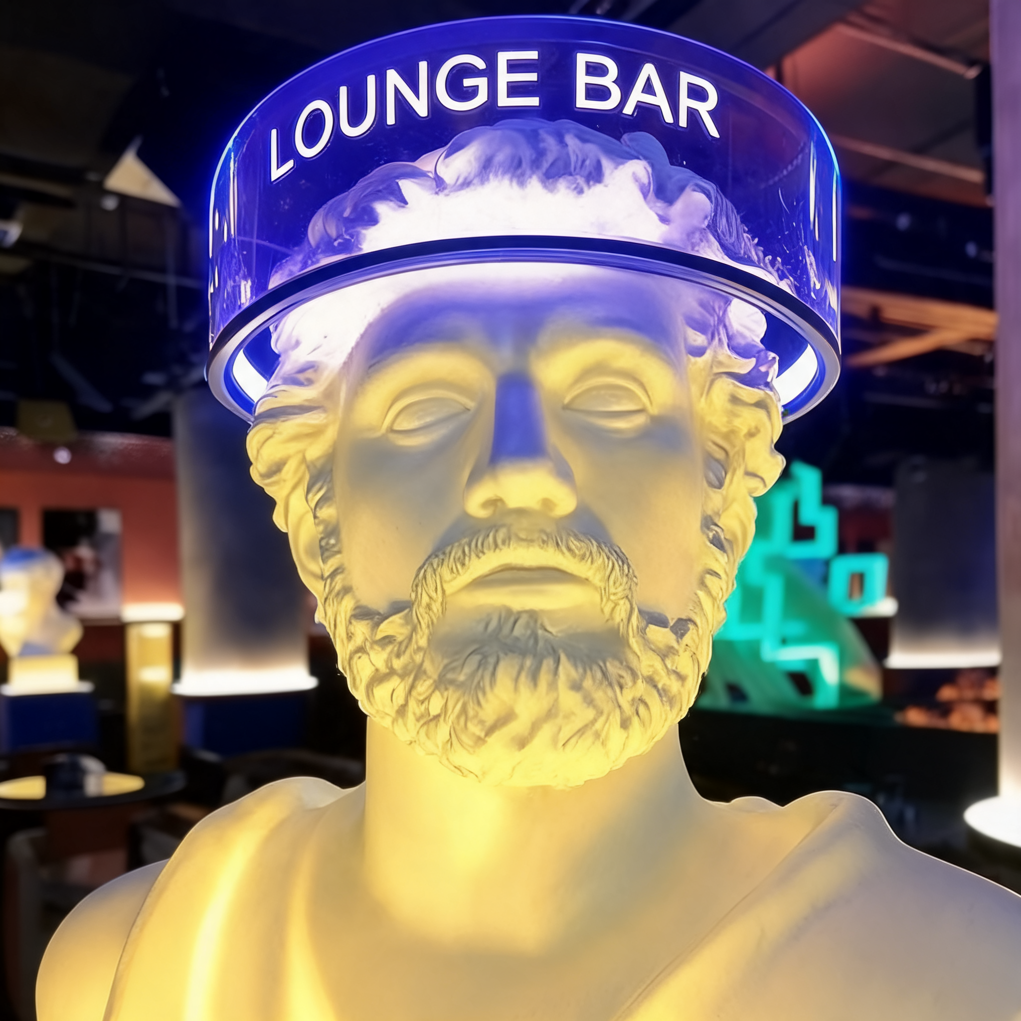Fiberglass Greek Head Classical Bust with LED Screen
