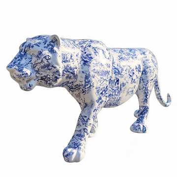Contemporary Chinoiserie Art FRP Tiger Floor Sculpture