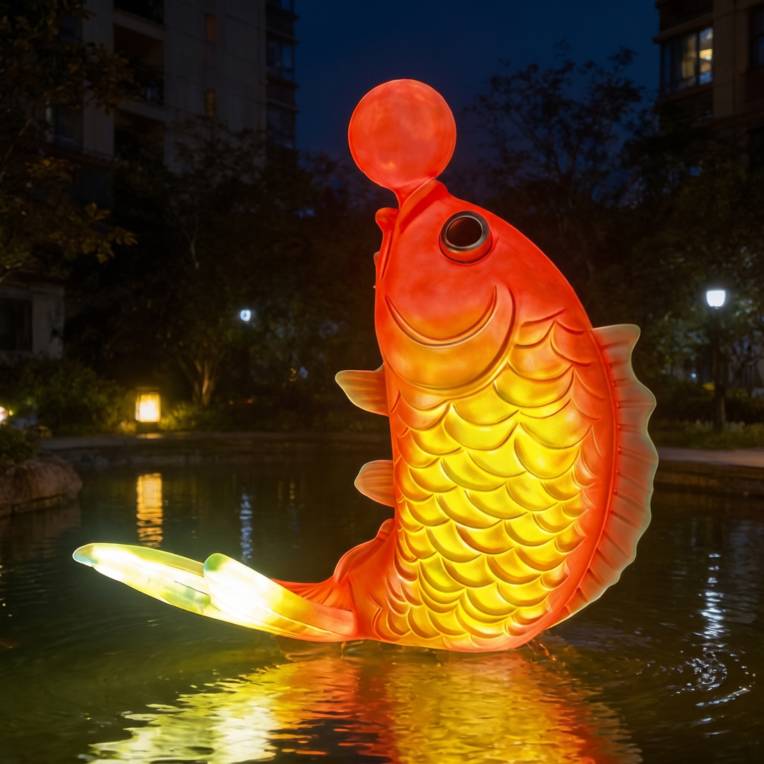Up Koi Fiberglass Light Sculpture for Scenic Spot Check