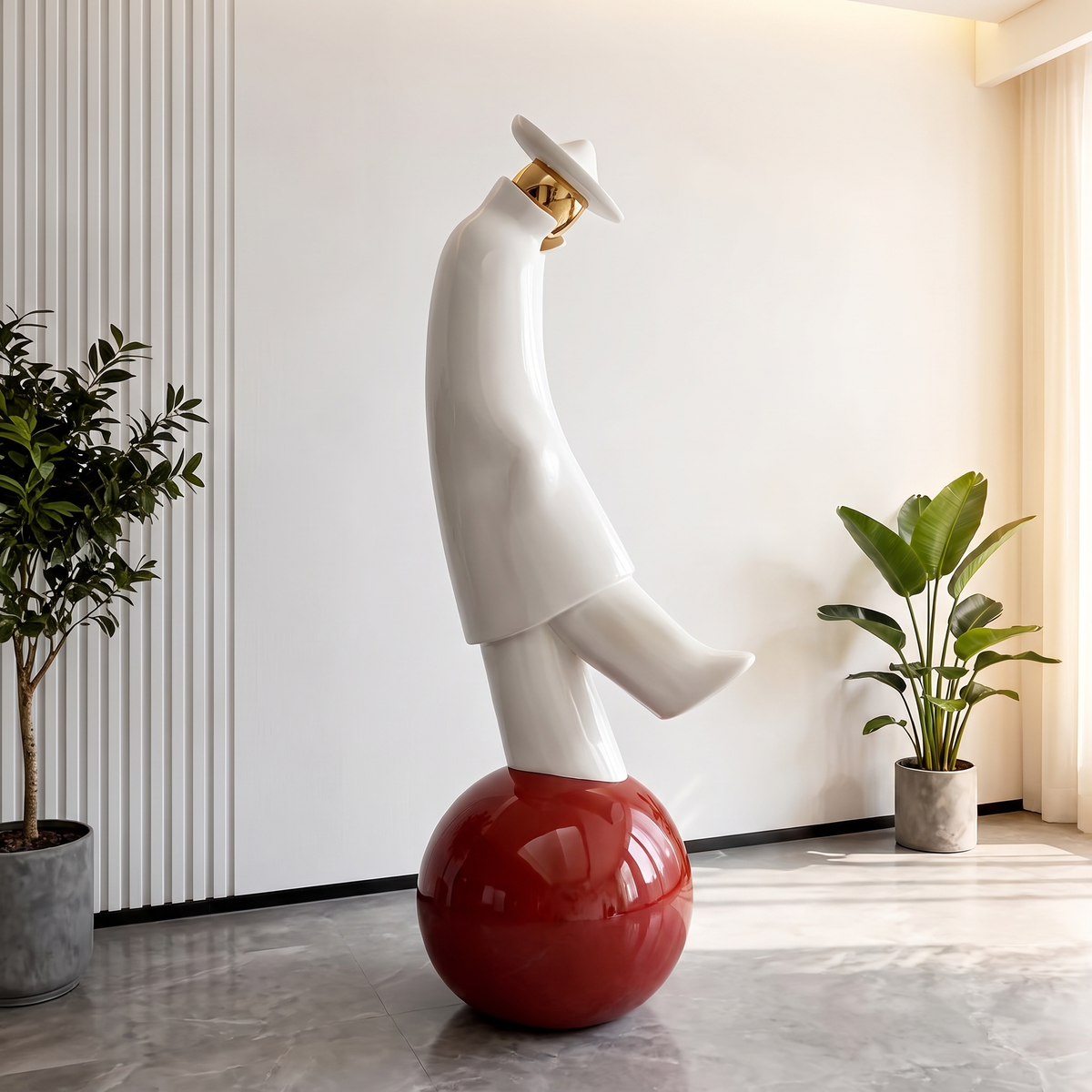 Fiberglass Abstract Figure Floor Sculpture