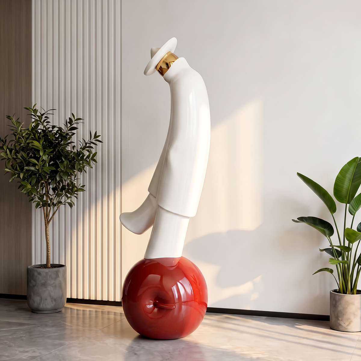 Fiberglass Abstract Figure Floor Sculpture