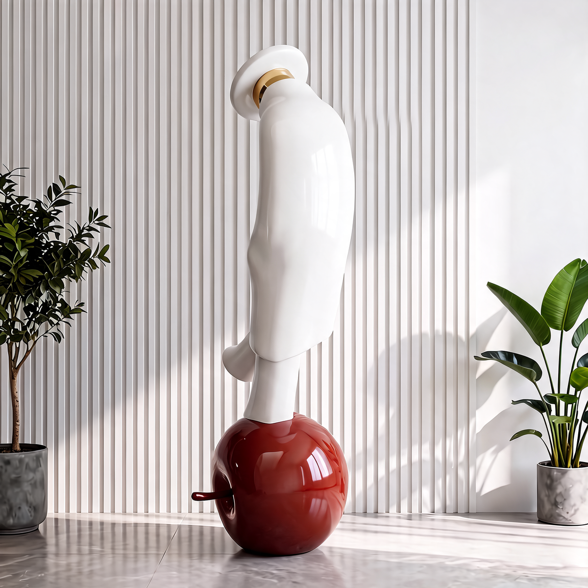 Fiberglass Abstract Figure Floor Sculpture