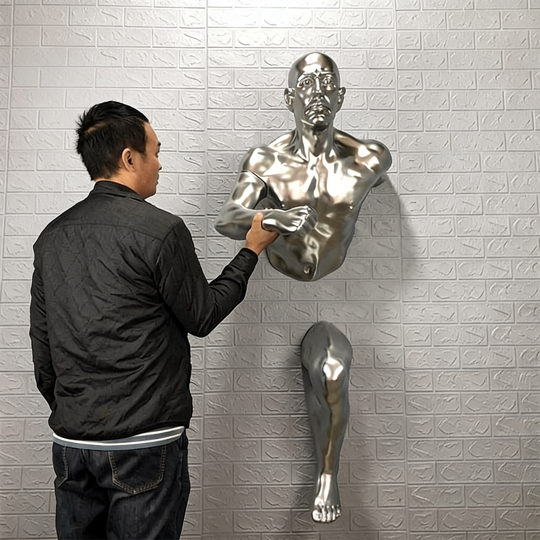 Three-Figure Resin Wall Sculpture Hanging Ornament