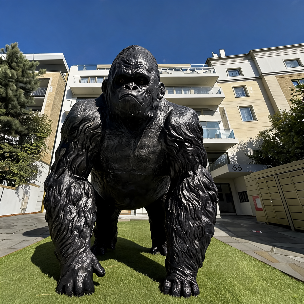 Handmade Carved Life Size Gorilla Statue Floor Sculpture