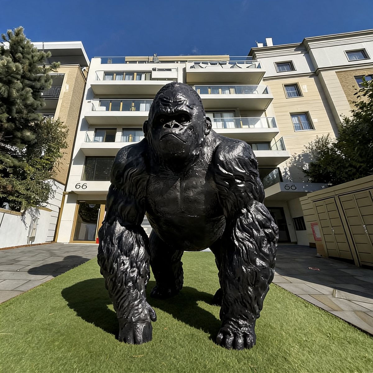 Handmade Carved Life Size Gorilla Statue Floor Sculpture