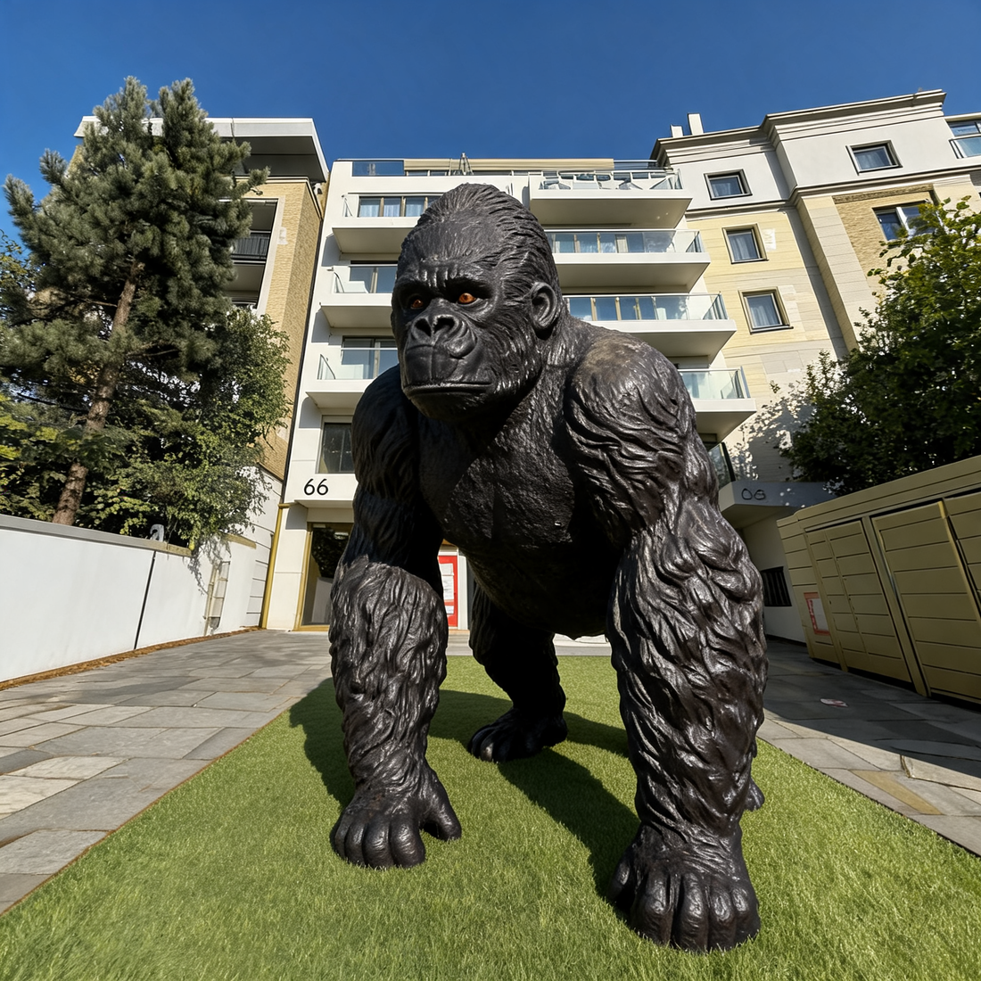 Handmade Carved Life Size Gorilla Statue Floor Sculpture