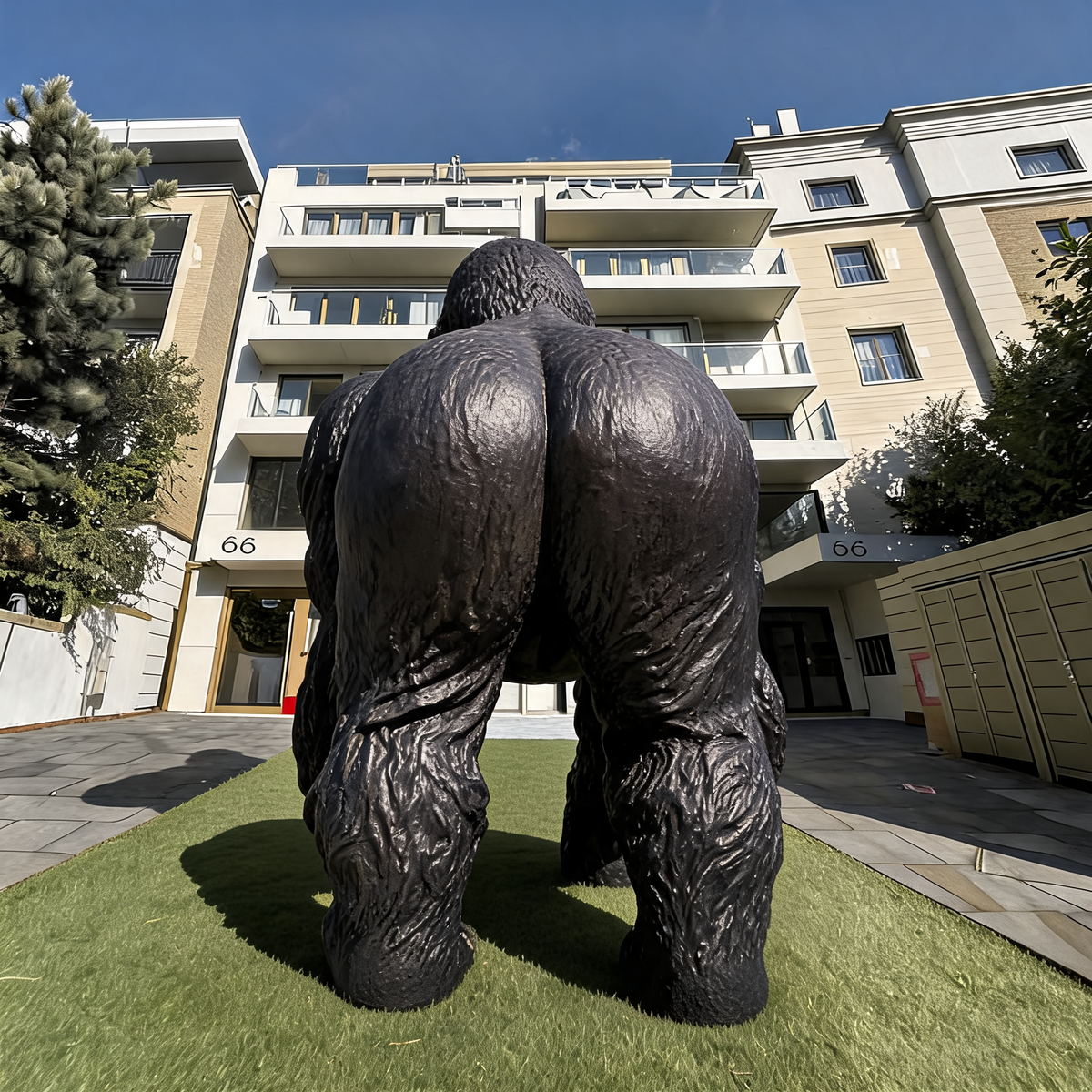 Handmade Carved Life Size Gorilla Statue Floor Sculpture